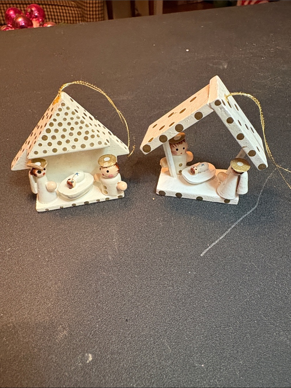 Vintage White and Gold Nativity Ornament Set